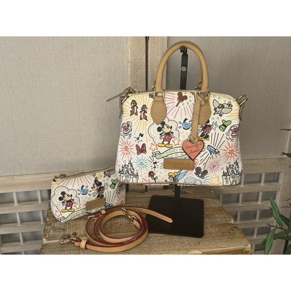 Dooney & Bourke Disney World Sketch Satchel Crossbody Bag & Coin Case Set - Picture 1 of 16